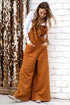 Knotted Straps Patch Pocket Wide Leg Jumpsuit